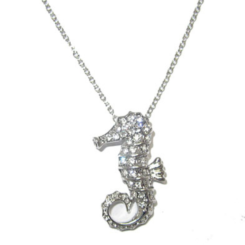 Pendant white gold plate sea horse NWT